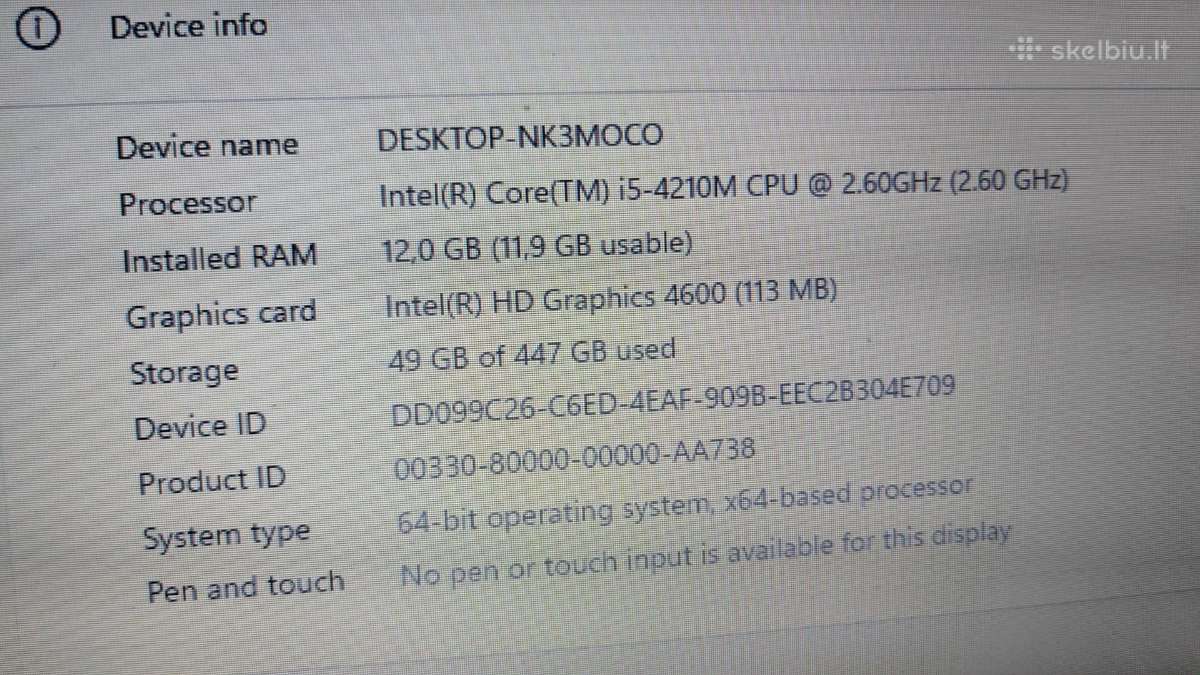 Lenovo Thinkpad E540 Win11,i5(4)cpu,12/500gb - nuotraukos Nr. 9