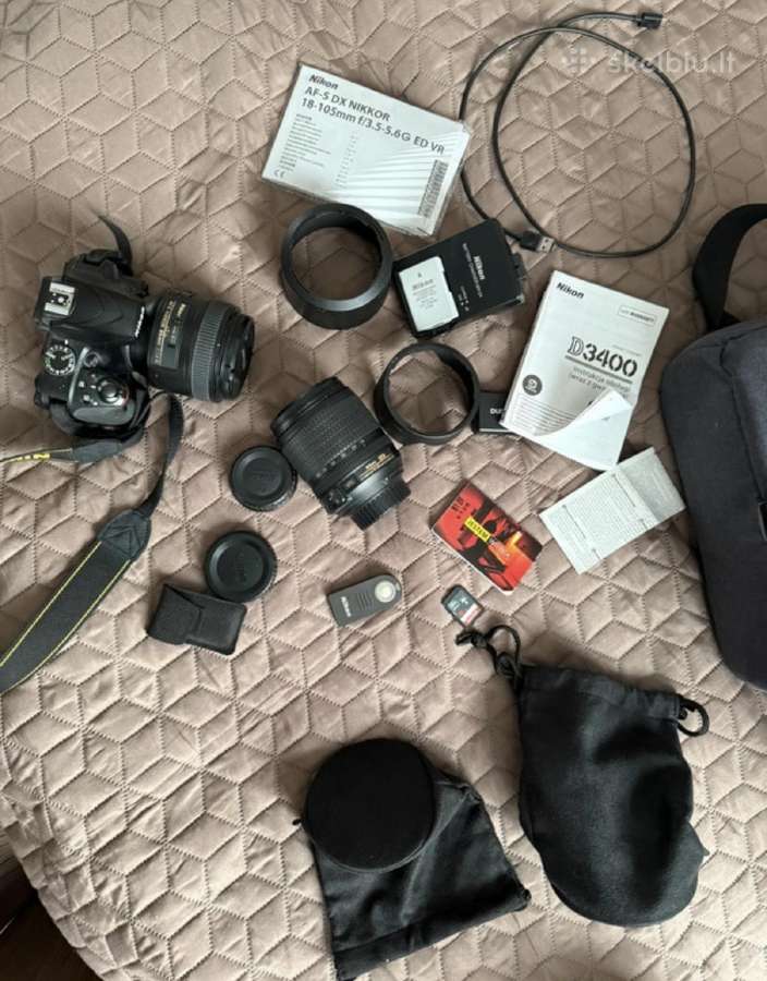 Nikon D3400 + Af-s 18-105 Kit + Nikkor Lens 85 mm