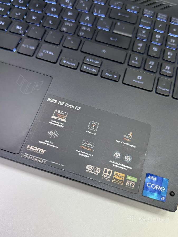 Asus Tuf Dash 15 i7-12650h/rtx3060/16 ddr5 - nuotraukos Nr. 2