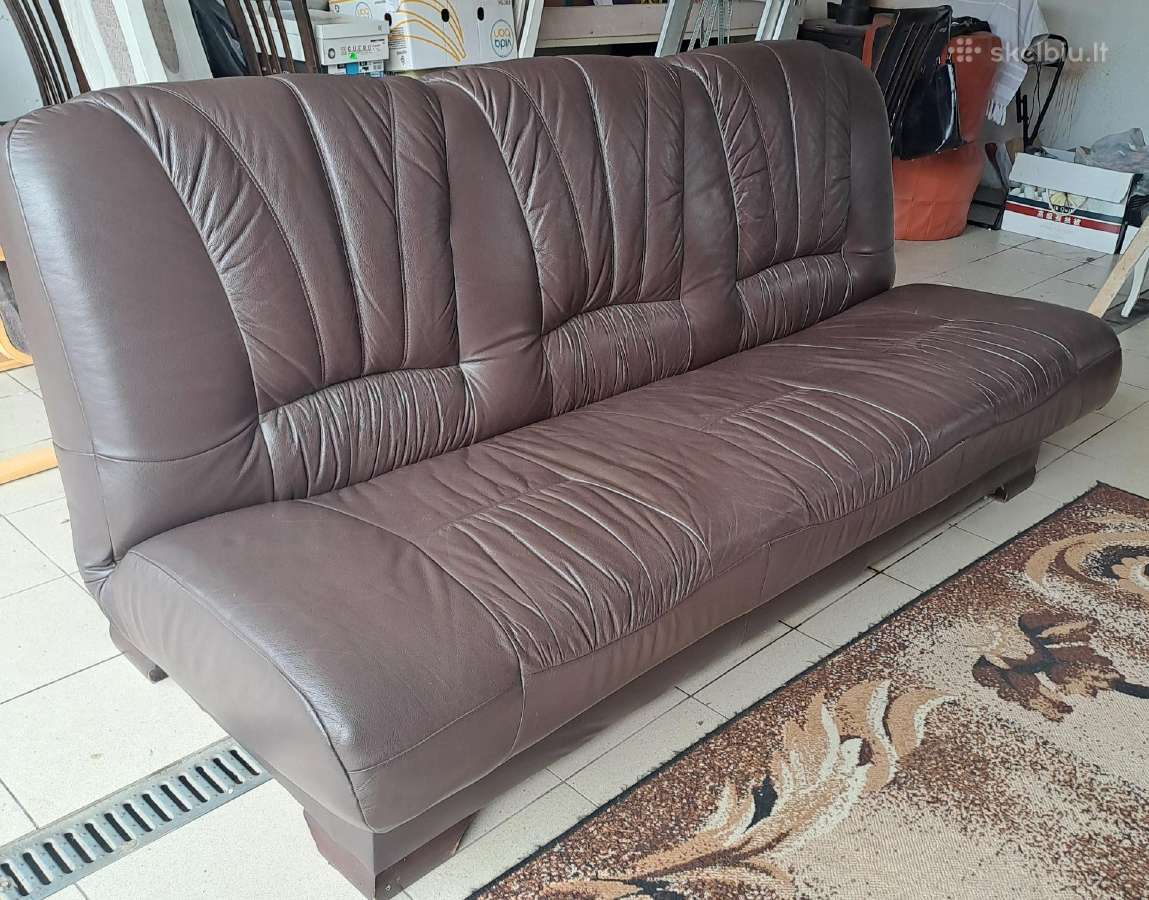 Parduodama odinė sofa lova