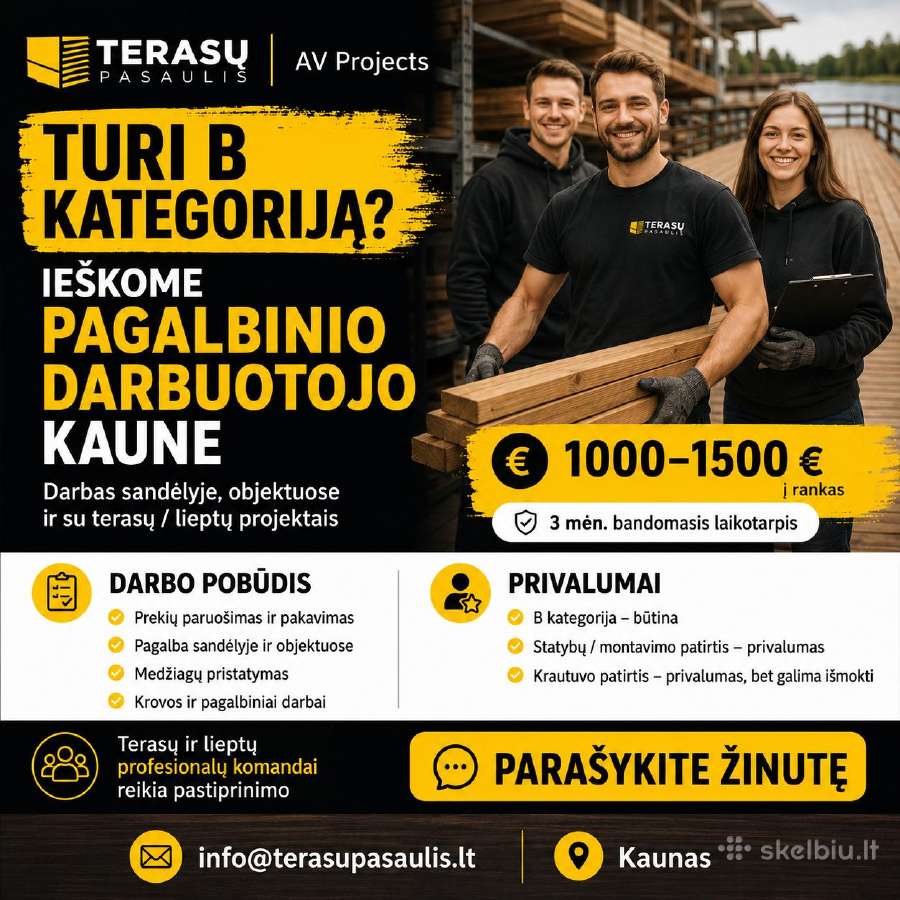 Pagalbinis darbuotojas su B kategorija