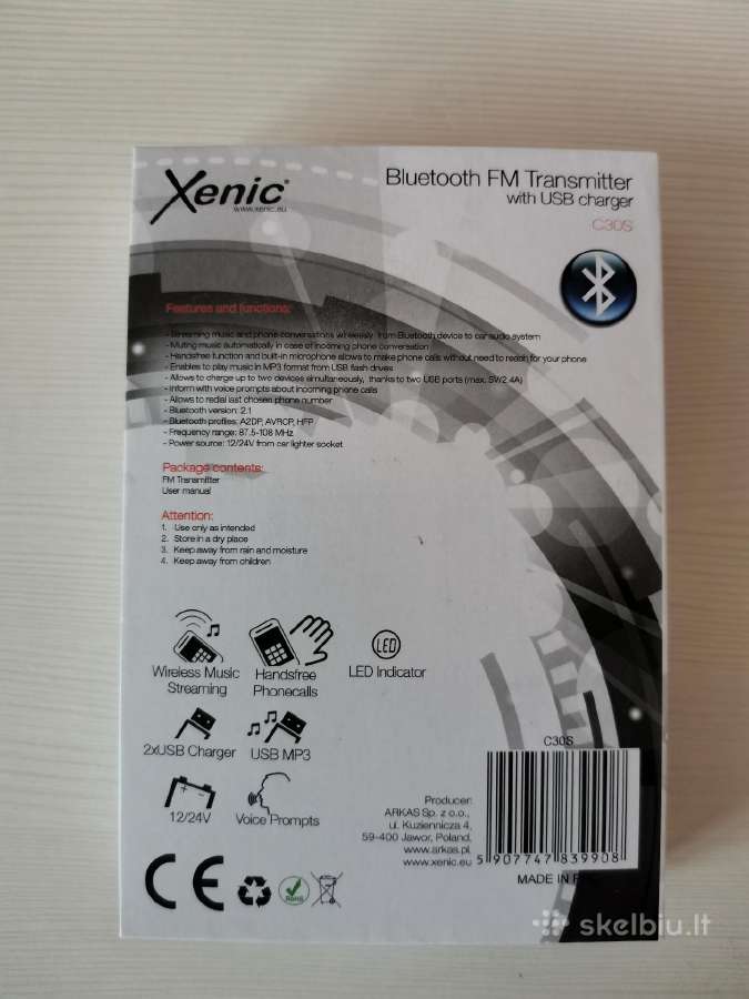 Xenic Bluetooth Fm Transmitter&usb charger.siunčiu - nuotraukos Nr. 3