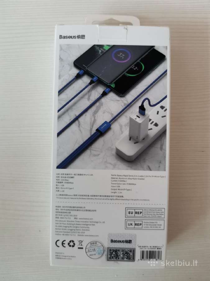 Baseus Rapid Series 3-in-1 Usb kabelis. Siunčiu. - nuotraukos Nr. 3