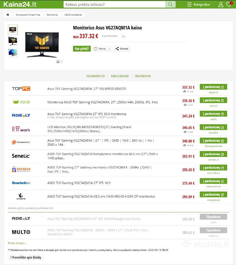 Monitorius Asus Vg27aqm1a