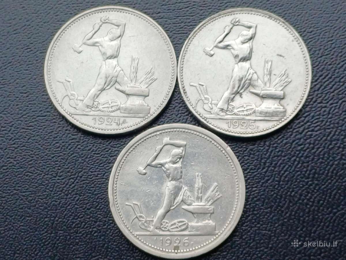 50 kapeikų 1924,25,26m. sidabras 900