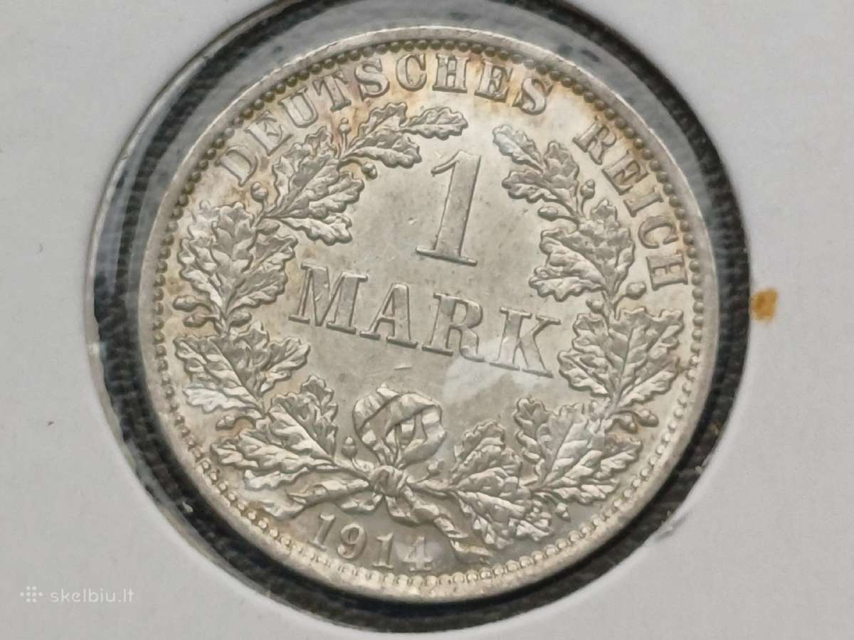 1 markes 1914m. Vokietija sidabras 900