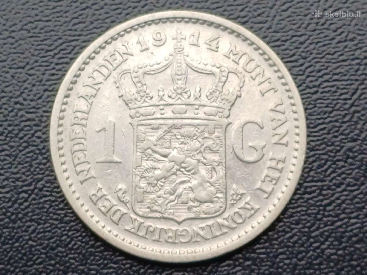 1 guldenas 1914m. Nyderlandai sidabras
