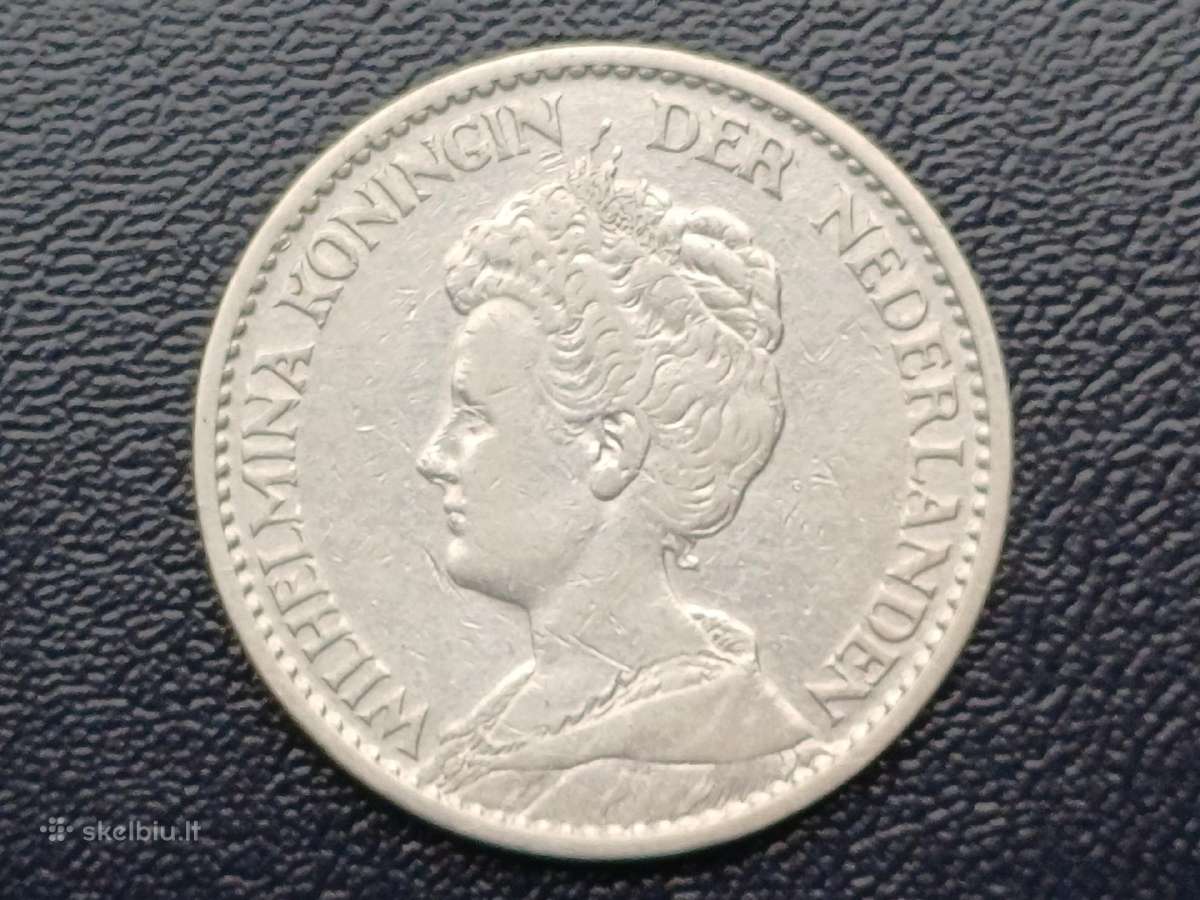 1 guldenas 1914m. Nyderlandai sidabras - nuotraukos Nr. 2