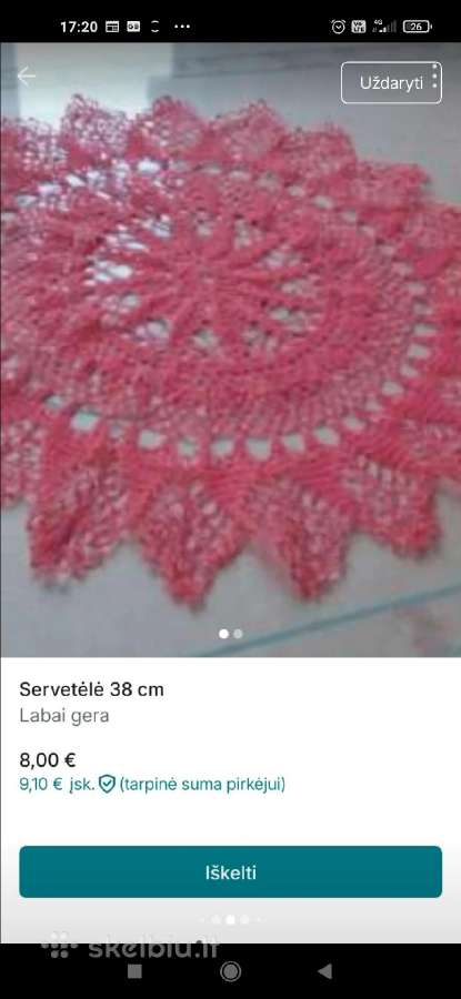 Servetėlė kiauraraštė 50 cm - nuotraukos Nr. 2