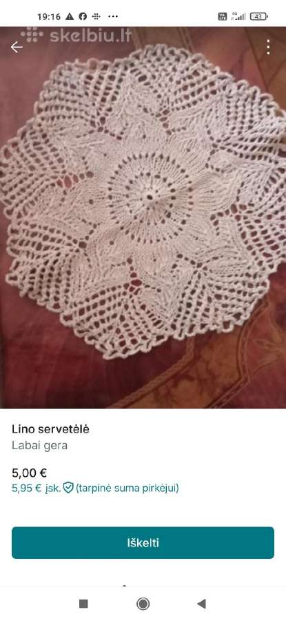 Servetėlė kiauraraštė 50 cm - nuotraukos Nr. 7