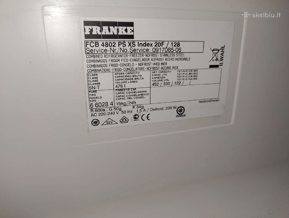 Šaldytuvas Franke 475 ltr 75cm pločio - nuotraukos Nr. 7