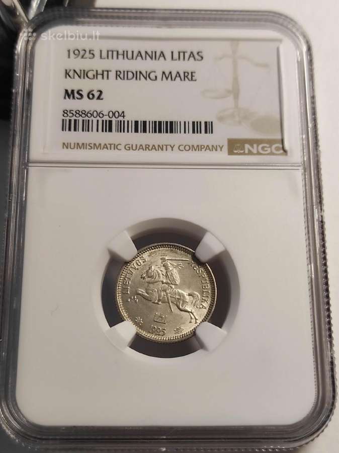 1 litas 1925 Kumelė Ngc Ms62