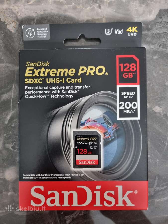 Sandisk Extreme Pro Sd 128gb atminties kortelė
