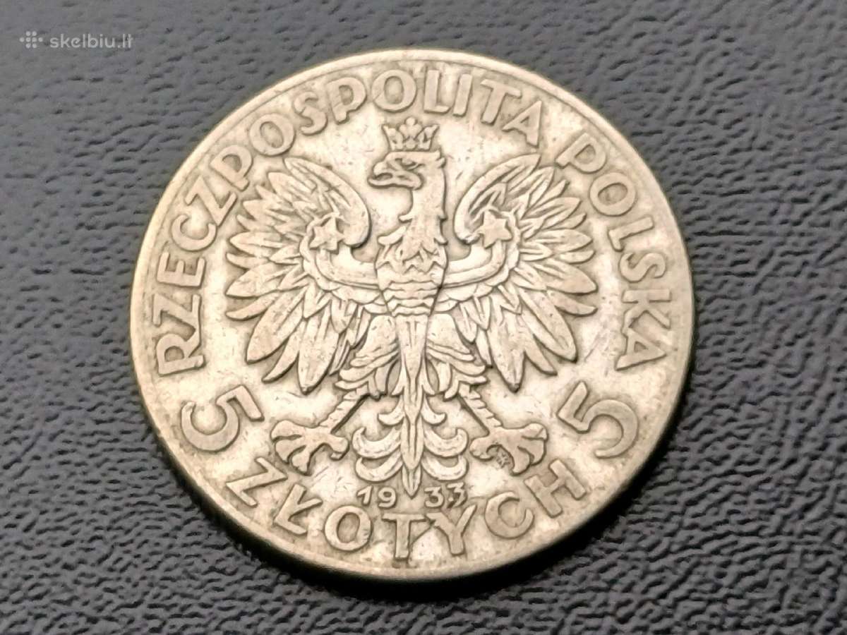 5 zlotai 1933m. Lenkija sidabras - nuotraukos Nr. 2