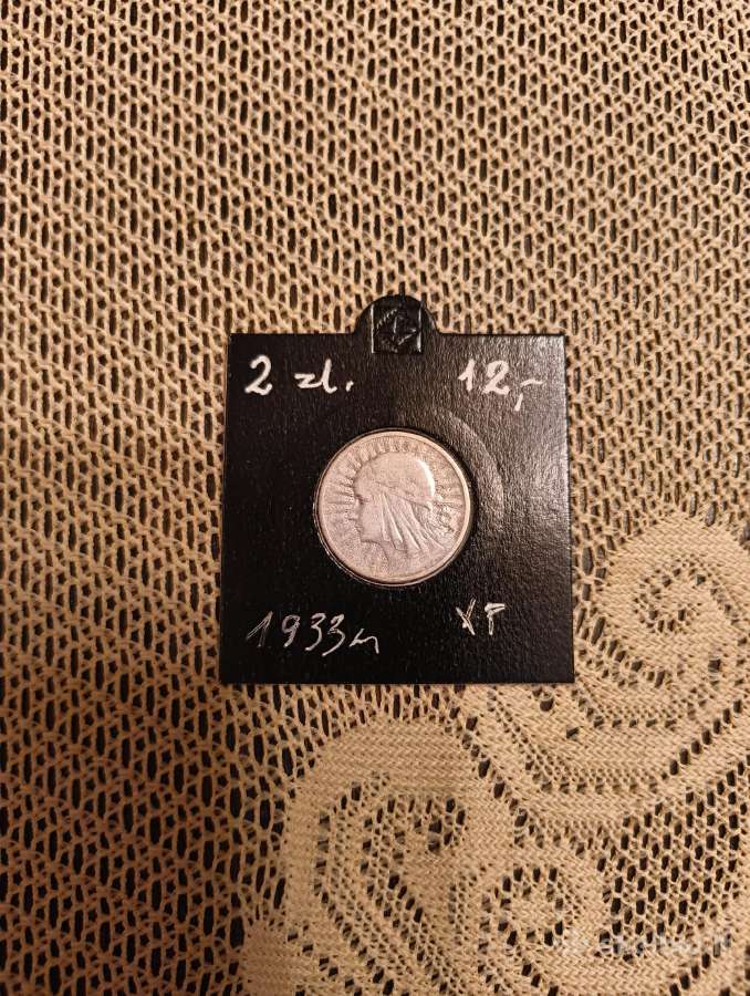 2 Zlotai 1933 m. Apyvartinio Stovio Sidabrinė Mone