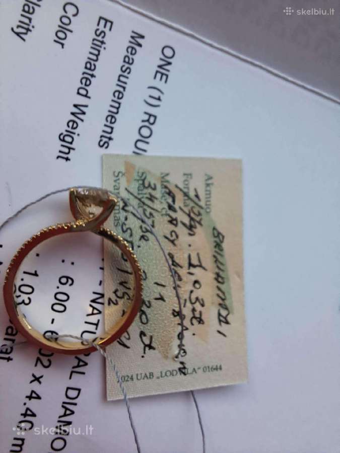 Sužadetuvių žiedas su briliantais (1,33 ct) - nuotraukos Nr. 4