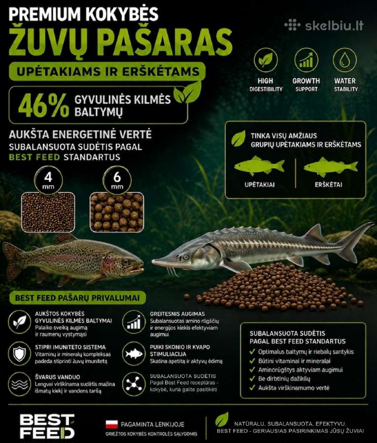 Pašarai žuvims - karpinėms, upėtakiams, eršketams - nuotraukos Nr. 4