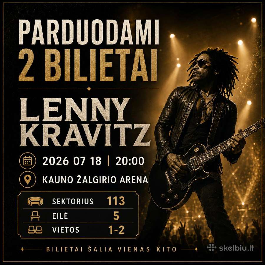 Parduodami 2 bilietai į Lenny Kravitz koncertą