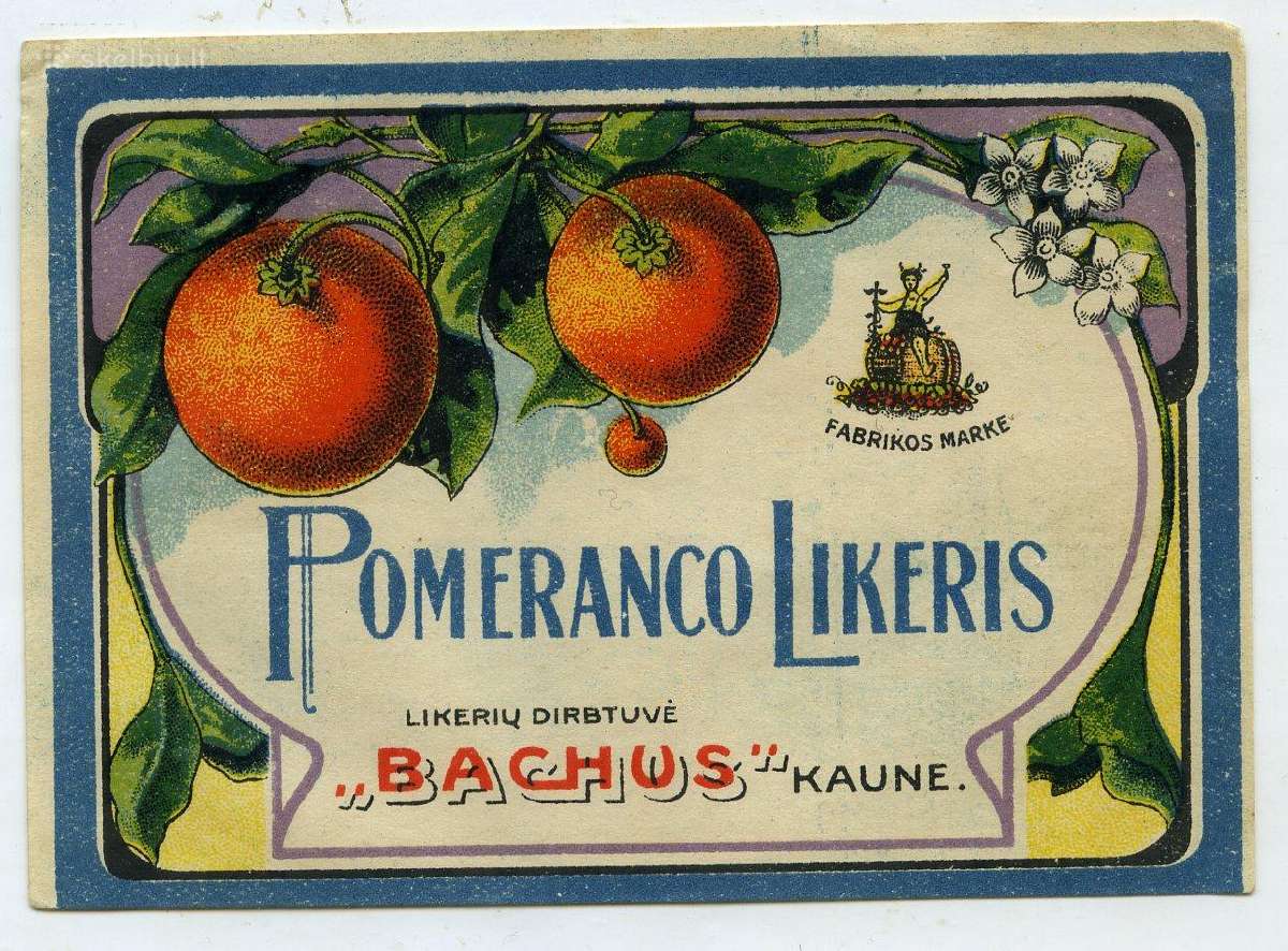 1925 Likerio dirbtuvės Kaune etiketė Bachus Nr. 1