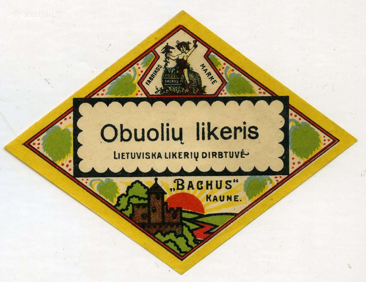 1925 Likerio dirbtuvės Kaune etiketė Bachus Nr. 2