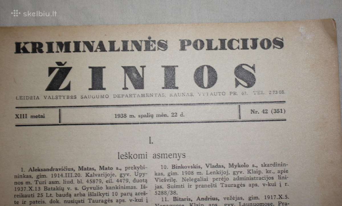 Kriminalinės policijos žinios 1938m. Vsd leidinys - nuotraukos Nr. 2