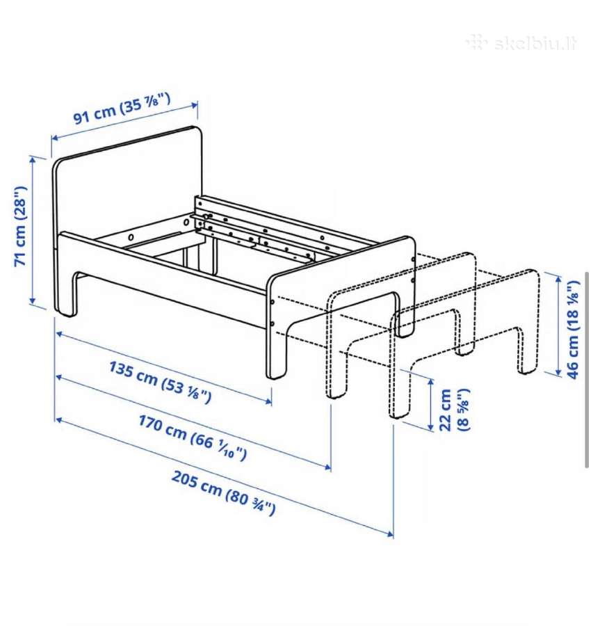 Ikea Slakt vaikiškos keičiamo ilgio lovos - nuotraukos Nr. 5