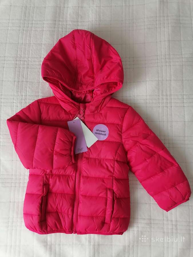 Rožinė striukė su maišeliu 98 cm