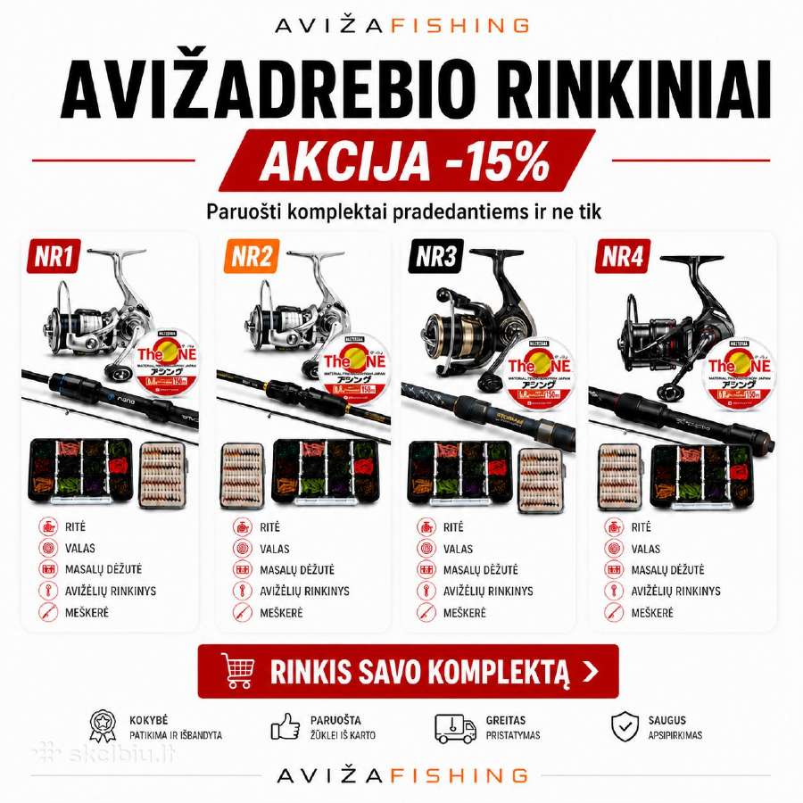 Avižadrebio žvejybos pilni komplektai
