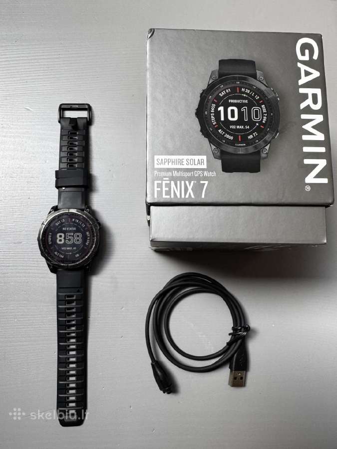 Garmin Fenix 7 Sapphire Solar – Labai gera būklė –