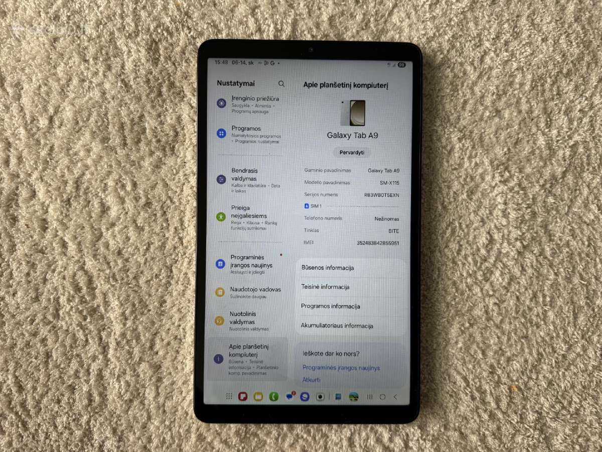 Samsung Tab9 64gb atmintis