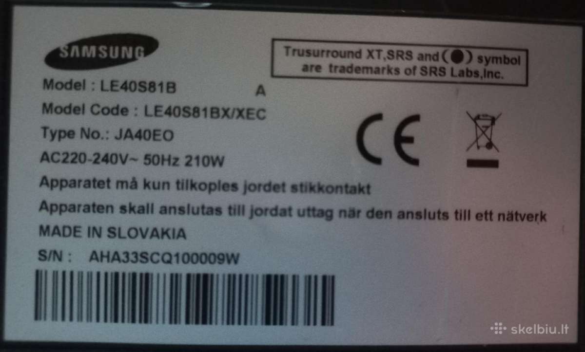 Samsung Le40s81b atsarginės dalys