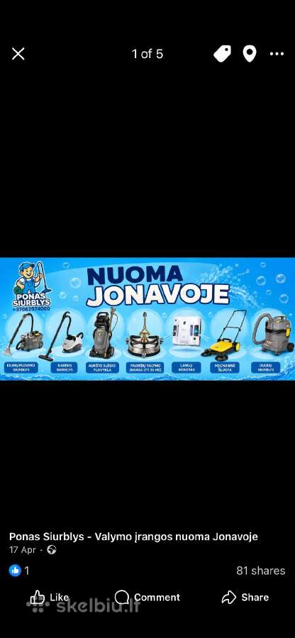Plaunamo siurblio ir valymo įrangos nuoma - nuotraukos Nr. 3