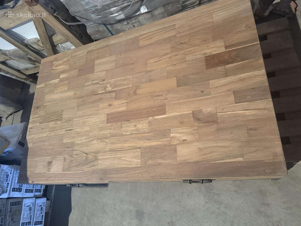 Masyvo medienos kavos stalas Loft / Industrial - nuotraukos Nr. 6