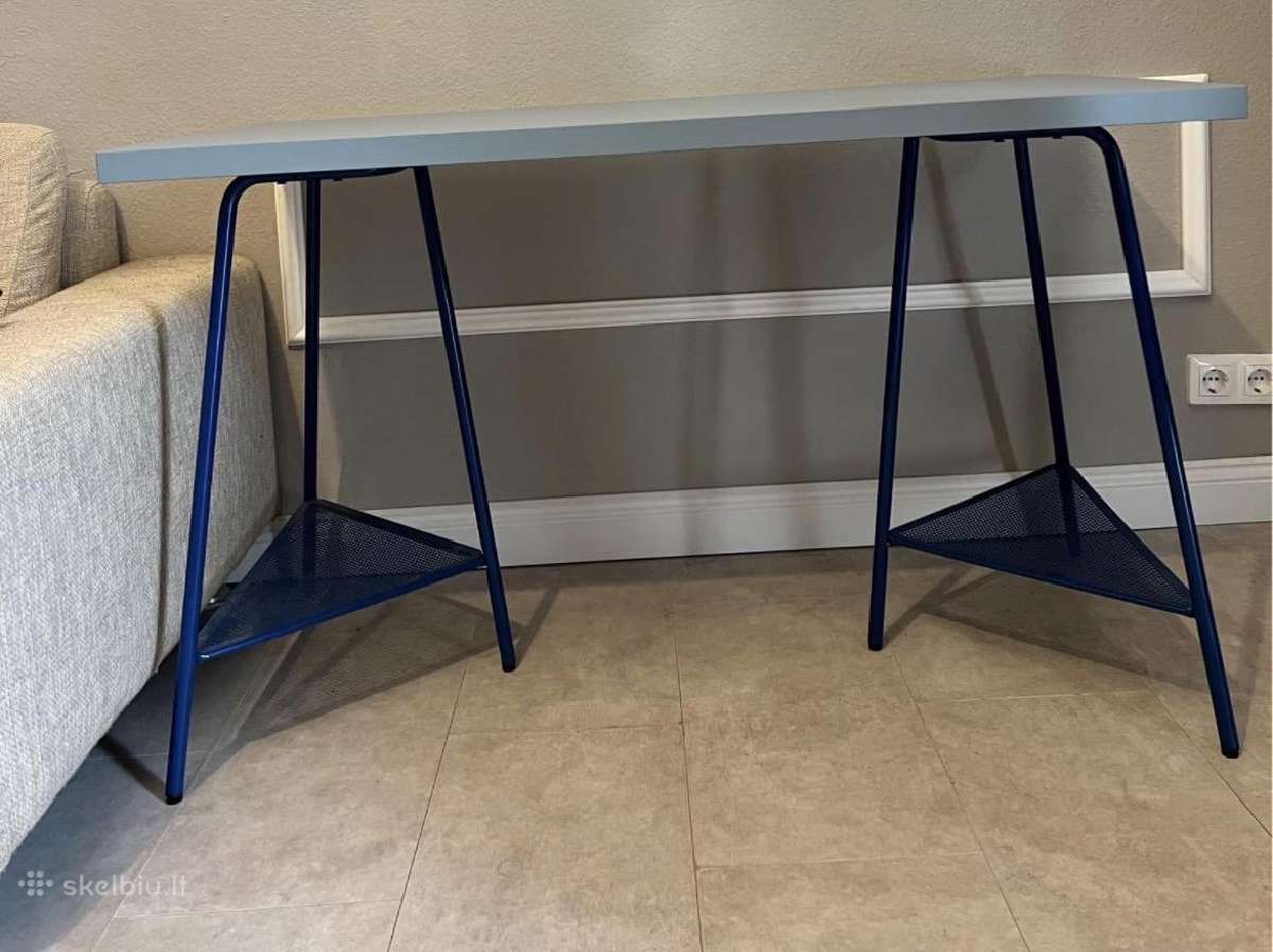 Ikea stalas su 2 mėlynom kojom lentynom - nuotraukos Nr. 5