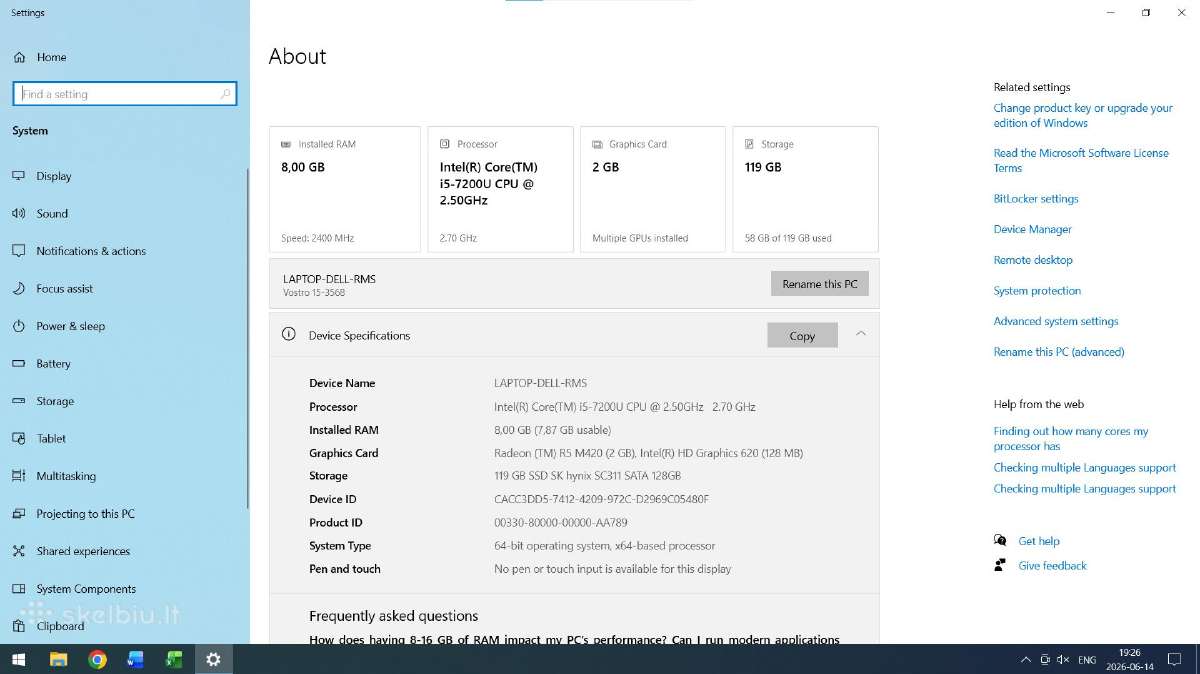 Dell 15" Vostro 15-3568 - nuotraukos Nr. 2