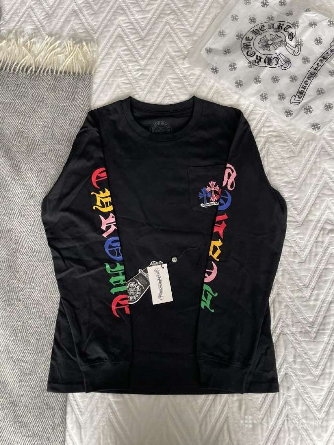 Chrome Hearts marškinėliai juodomis rankovėmis