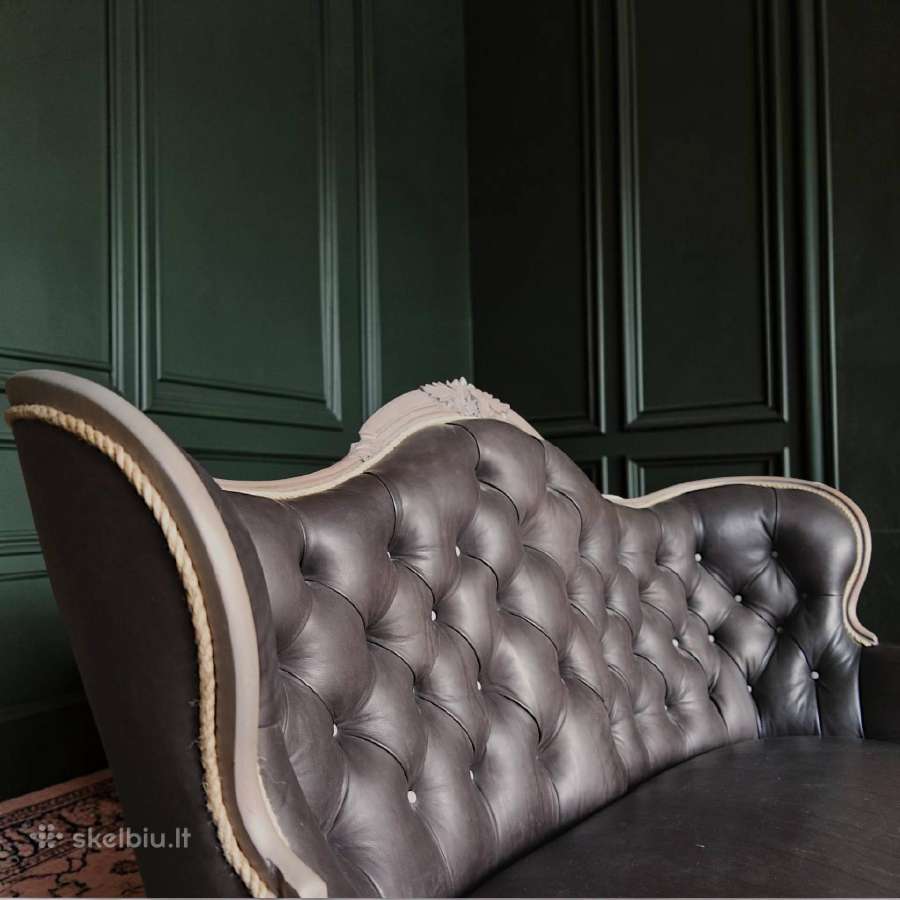 Tobula odinė antikvarinė sofa. - nuotraukos Nr. 3