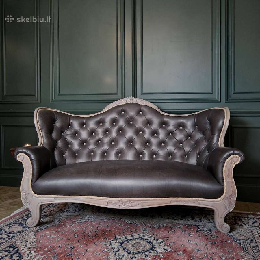 Tobula odinė antikvarinė sofa. - nuotraukos Nr. 4