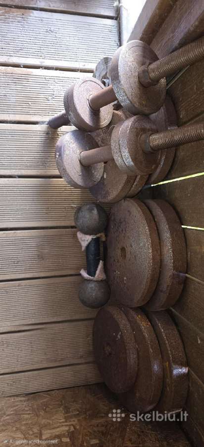 Svoriai hanteliams, apie 109 kg