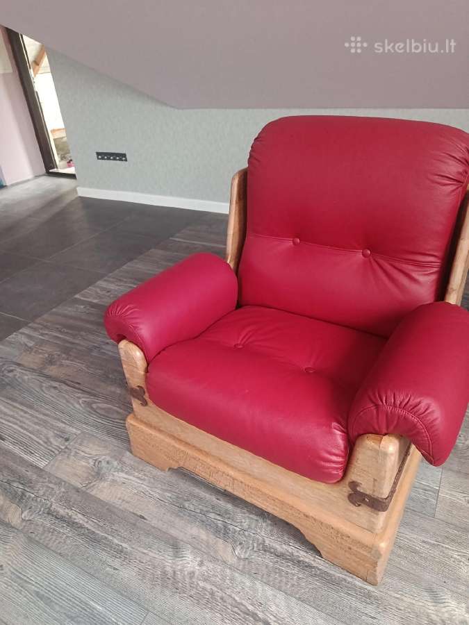 Išskirtinis ąžuolo masyvo ir natūralios odos baldų - nuotraukos Nr. 2