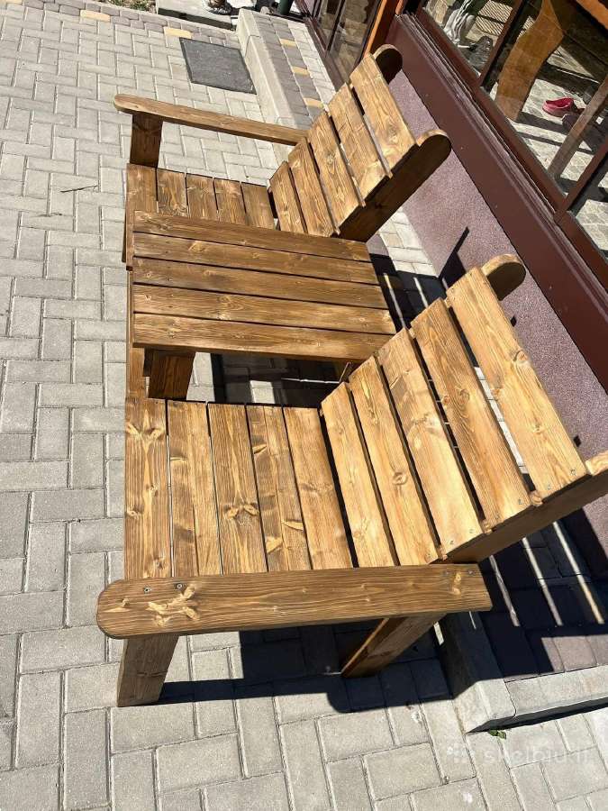 Dvivietis suoliukas su staliuku - nuotraukos Nr. 2