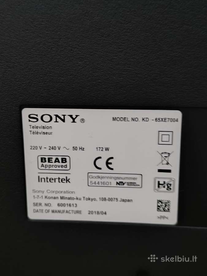 Sony 65 coliu Televizorius