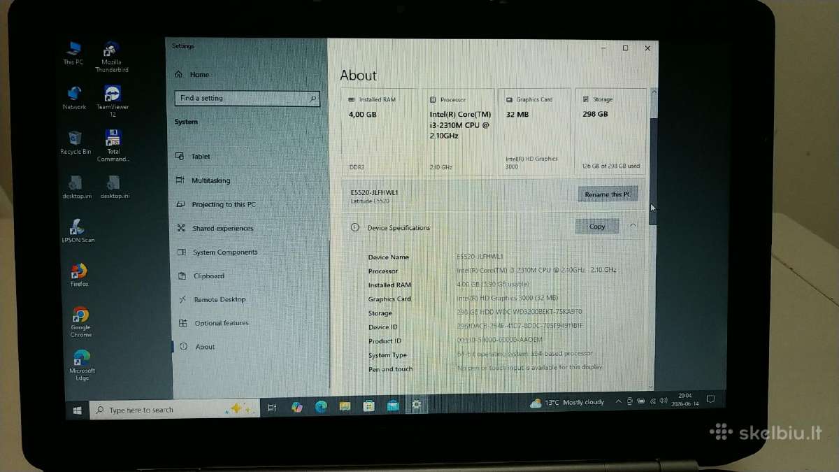 Dell Latitude E5520 2.1ghz 4gb 320gb HDD 15.6" - nuotraukos Nr. 9