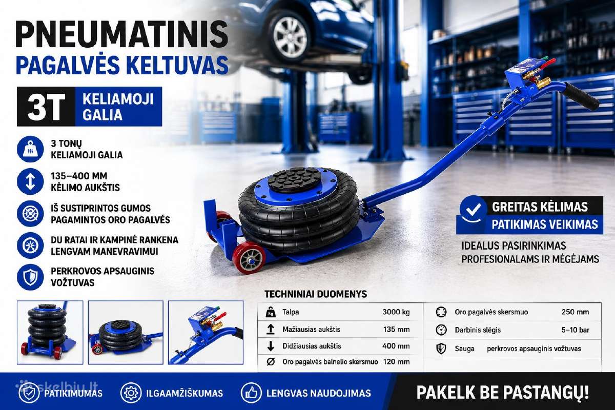 Pneum. keltuvas domkratas Geko 3t, 69€