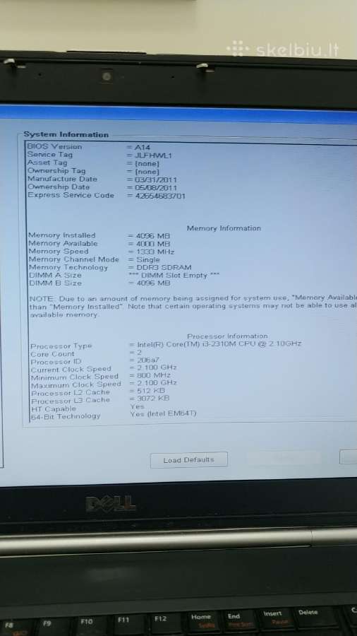Dell Latitude E5520 2.1ghz 4gb 320gb HDD 15.6" - nuotraukos Nr. 4