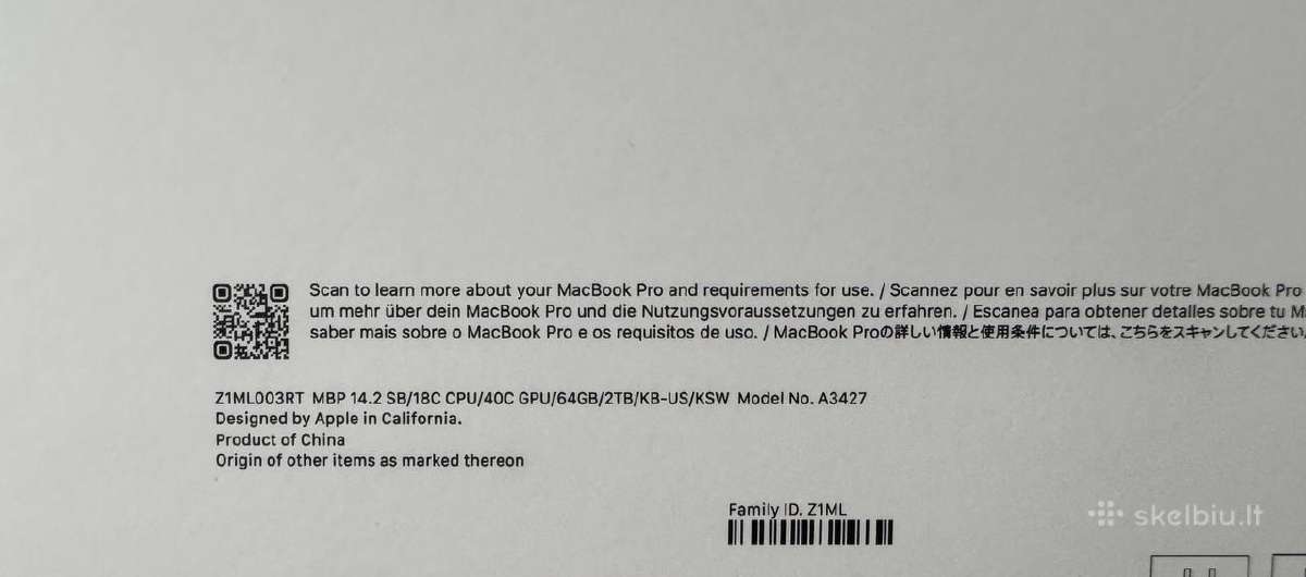 MacBook Pro 14 18c/40c/64gb/2tb