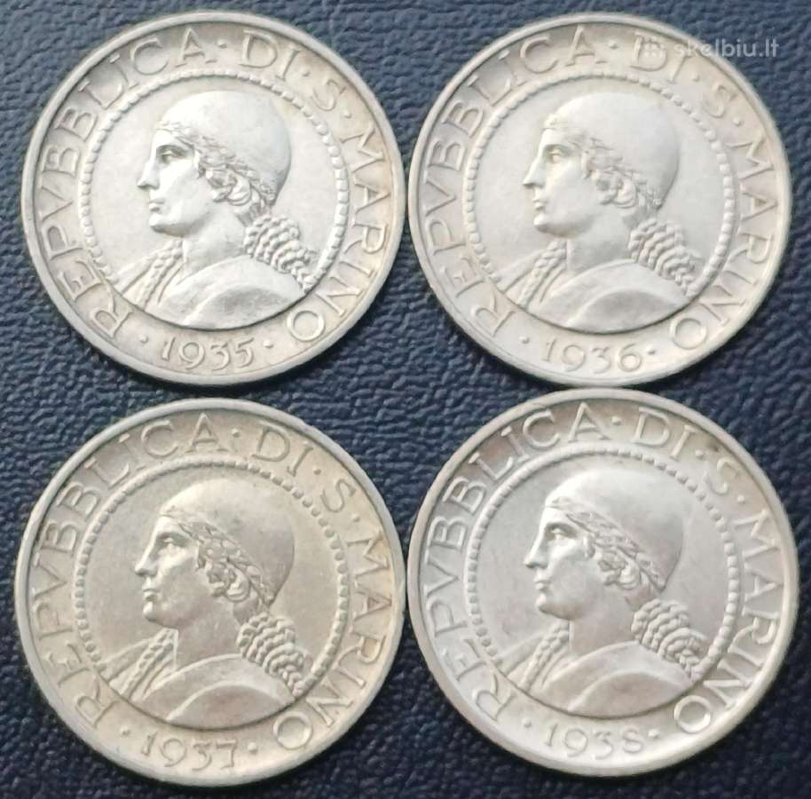 5 liros 1935,36,37,38m. San Marinas sidabras 835 - nuotraukos Nr. 2