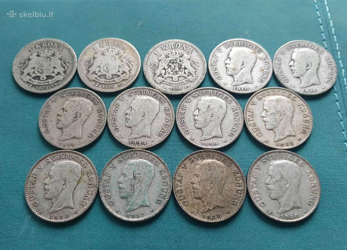 1 krona nuo 1875 m. Švedija sidabras - nuotraukos Nr. 2