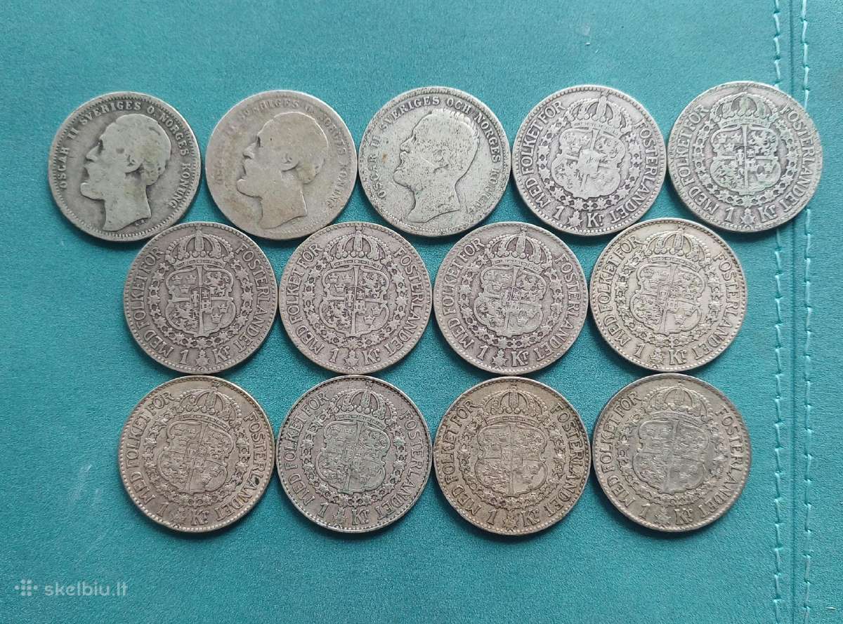 1 krona nuo 1875 m. Švedija sidabras - nuotraukos Nr. 3