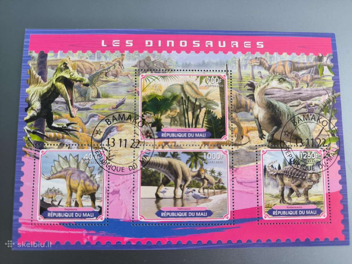Malio Respublikos pašto ženklai Dinozaurai
